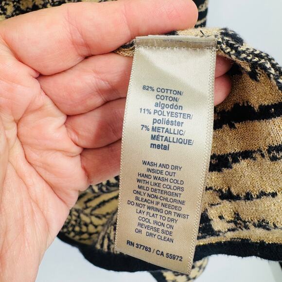 Rafaella Black Gold Textured Knit Longline Open Front Cardigan Size 1X Dressy - Picture 5 of 6